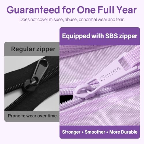 SUNEE Zippered Binder Bag with Handle, 2-Inch 3-Ring O-Ring, 500-Sheet Capacity, Includes Zip Pocket, 5-Tab Expanding File Folder, Multi-Pocket Organizer Binder for Middle School, Lavender Purple - color: Lavender Purple