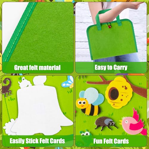 WATINC Travel Felt Board Story Set - 25PCS Portable Felt Board Educational Birthday Gift for Boys & Girls, Themed Storytelling Preschool Early Learning Interactive Play Kit for Toddlers (Insect) - style: Insect