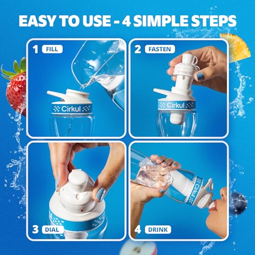 Cirkul 22oz Clear Plastic Water Bottle with Two No Sugar, 0 Cal Cartridges - size: 22oz. Bottle + 2 Cartridges