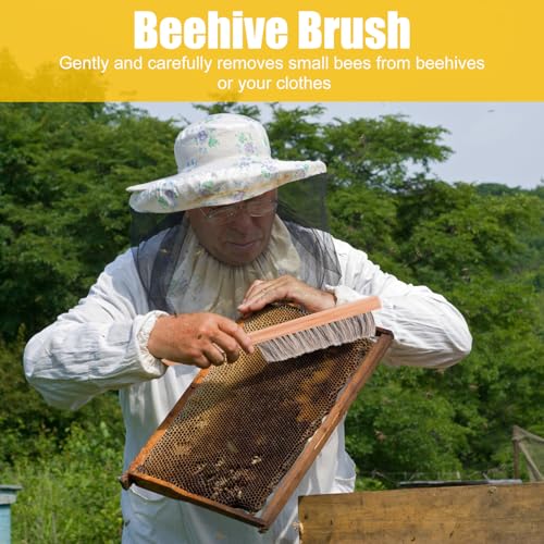 Beekeeping Brush for Beekeepers, Soft Bristles Cleaning Brush with Ergonomic Wooden Handle - Gentle Cleaning Tool for Durable Use, Bee Hive Supplies Beekeeping Equipment for Bee Keepers