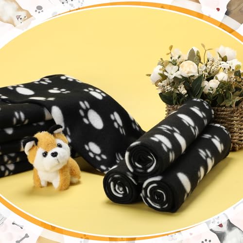 Tatuo 10 Pieces Pet Blankets with Paw Print Dog Cat Fleece Blankets Soft Warm Sleep Mat Pad Bed Cover for Kitten Puppy and Other Small Animals, 24 x 28 Inch(Cool Color) - color: Cool Color