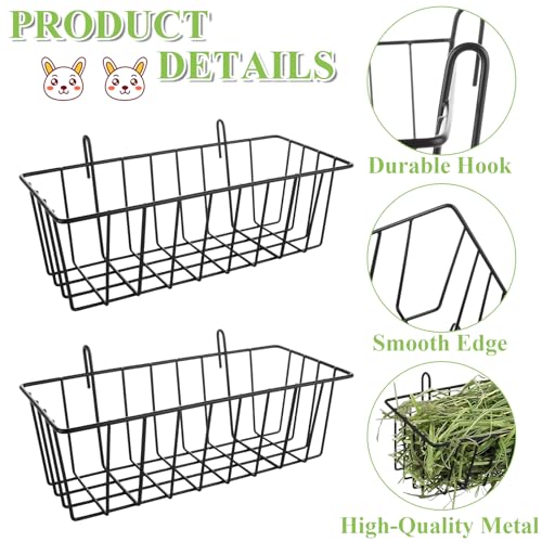 WOPPLXY 6 Pcs Rabbit Hay Feeder, Heavy Duty Metal Rabbit Hay Rack with Hooks, Bunny Hay Feeder Rack, Metal Rack Hay Holder for Rabbits Guinea Pigs, Small Animal Cage Accessories(9 x 4 x 2 Inch)