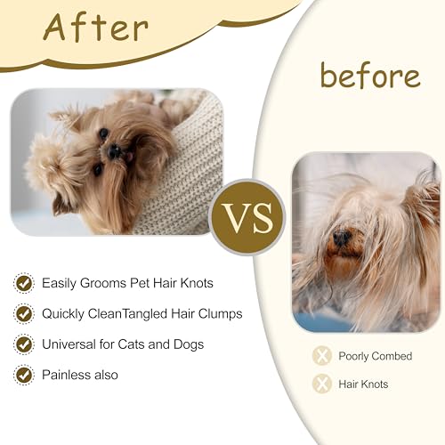 Double Sided Dematting Comb for Dogs & Cats - 2-in-1 Undercoat Rake & Double Coat Dog Brush, Pet Grooming Tool for Removing Mats & Deshedding (Blue) - size: Pet Grooming Comb