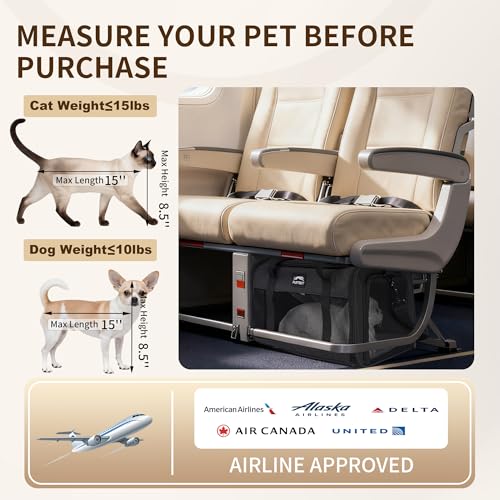 Pet Carrier Airline Approved, Soft Sided Cat Carrier for Small Pets up to 13 lbs, TSA Approved Dog Travel Bag, Portable Soft Sided Pet Carrier for Kittens and Puppies (Black, Travel Litter Box) - color: Black