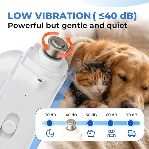 2-in-1 Pet Nail Clipper & Grinder with Dual LED Lights, USB Rechargeable, Electric Multi-Function Grinding, Quiet Operation with Splash Guard, Suitable for Small/Medium/Larg