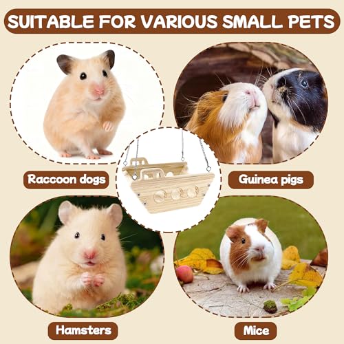 Wooden Chinchilla Hammock Swing, Chinchilla Hanging Platform for Indoor | Hanging Chinchilla Toys Interactive Enrichment, Small Animals Cage Accessories for Hut Ledges and Jumping Platforms