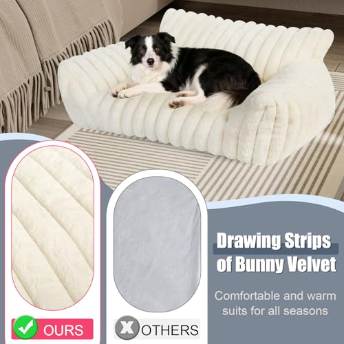 Cute Dog Couch for Medium Large Dogs,Dog Cat Couch Sofa,Dog Bed,L,Grey | Dog Couch Bed with Removable Washable Cover,Cute Fluffy Pet Sofa Cat Couch Bed,Washable Dog Bed Medium Large Size Dog - color: White, size: Large(36x27x10")