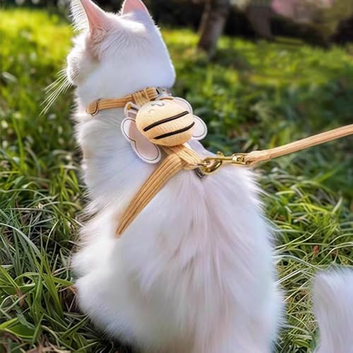 Cat Harness and Leash Set, Cat Harness Escape Proof, Rabbit Harness and Leash Set, Costumes for Cats and Bunny(A, Middle) - color: A, size: Middle
