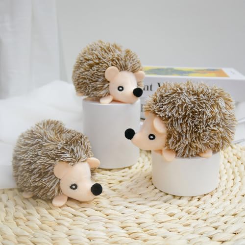Dog Hide and Seek Toys Puppy Chew Squeaky Toys Plush Mushroom&Bamboo&Shell Hideout Stuffing with Squeakers Animals (3Pcs Squeaky Hedgehog Brown) - color: 3Pcs Squeaky Hedgehog Brown