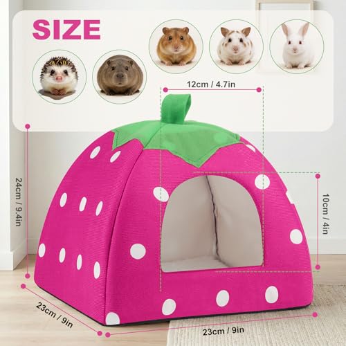 Guinea Pig Bed Rabbit Hideout Warm Fleece Cuddle Cup Washable Sleeping House for Small Animals Pet/Ferret/Chinchilla/Bunny (Pink) - color: Pink
