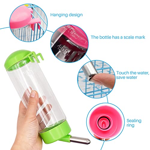 Rabbit Water Bottle for Cage 4Pcs Small Animal Water Bottle No Drip | Rabbit Water Dispenser, Guinea Pig Water Dispenser, Pet Water Bottle for Rabbit, Bunny, Guinea Pig, Hamster in Random Colors