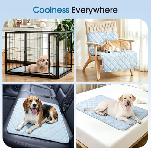 Buvlnee Dog Cooling Mat 2.0, 48x29in Portable Pet Cooling Mat for Dogs & Cats Q-Max>0.5, Durable Waterproof Washable Cooling Pad Non-Toxic - size: 48x29in