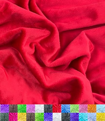 Barcelonetta | Minky Fabric | Plush, Super Soft, Cuddle | Solid Minky | by The Yard | 60" Wide | Baby Blanket, Change Station Cover, Pillow, Scarf, Beanie (Red, 1 Yard) - color: Red, size: 1 Yard