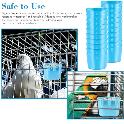 Sumind 60 Pcs Cage Cups Chicken Feeder Birds Hanging Feeders Seed Bowl 8 oz Plastic Water Bowl Hanging Chicken Waterer Feeding Watering Dish Coop Cups for Parrot Parakeet Poultry(Light Blue) - color: Light Blue