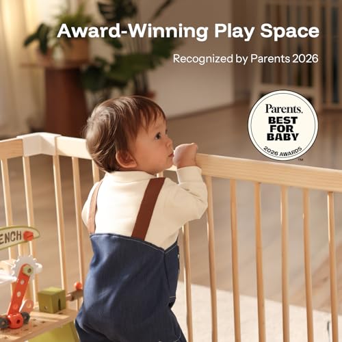HARPPA Grovi Playpen, GREENGUARD Gold Certified – 43.3 x 43.3 inch | New Zealand Pine Wood - size: 43.3 x 43.3 x 24 Inch