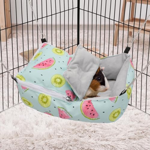 Wontee Guinea Pig Bed Warm Hammock Snuggle Bed for Young Guinea Pig Small Ferret Rat Sugar Glider Squirrel (Green) - color: Green