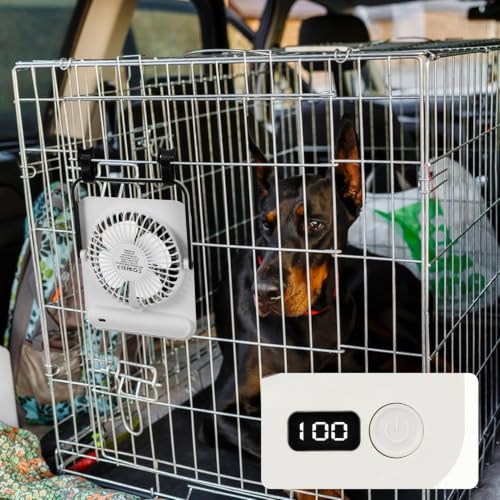 2 Pack Pet Crate Fan for Cooling Dogs, 6.5 x 5.3 Inch USB Clip-on Fan for Dog Crates, Cat Cages, Travel Carriers, Small Animal Enclosures, Black Quiet Fan with Flexible Clamp
