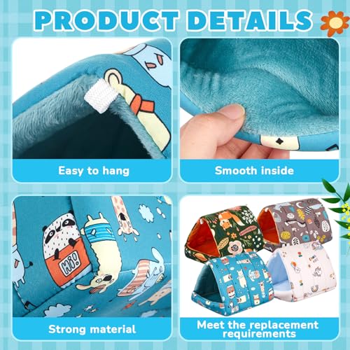 Cinnvoice 4 Pcs Guinea Pig Hideout, Guinea Pig Bed Tunnel, Rabbit Washable Small House Cage Accessories for Bunny Hedgehog Mouse Chinchillas Hamsters Ferrets Bearded Dragons Rats(Forest,7.9 in) - size: 7.9 in, style: Forest