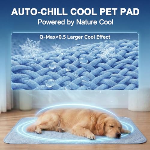 Dog Cooling Mat Q-MAX>0.5 Self-Cooling Mat for Dogs Crate Pad for Dogr, 2-in-1 Long-Lasting Cool Mats and Soft Kennel Pad for Dogs, Easy Washable Mat for Bed Crate Car - size: 44.0"L X 32.0"W