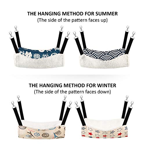 Boao Guinea Pig & Rat Hammock - 4 Pcs Small Animal Hanging Hammock for Chinchilla, Parrot, Sugar Glider & Ferret (Tower, Five Stars, Water Ripples, Cat Head)