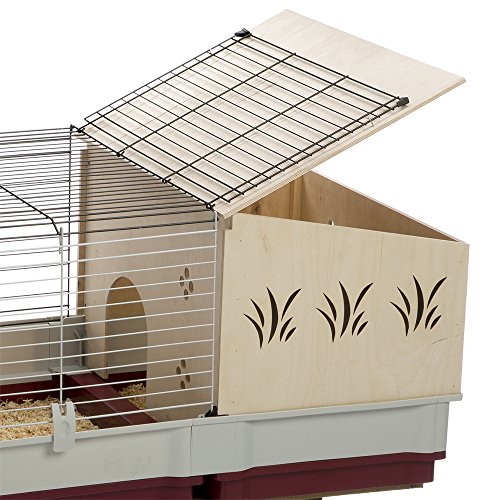 Ferplast Krolik Extra-Large Rabbit Cage w/ Wood Hutch Extension Rabbit Cage Includes All Accessories and Measures 55.9L x 23.62W x 19.68H and Includes ALL Accessories - style: Rabbit Cage w/ Wood Hutch