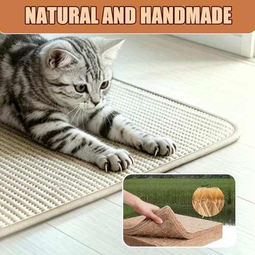 2Pcs 16x12 Inch Natural Sisal Rabbit Scratching Pad | Natural Bunny Scratching Pad Claws and Teeth Care Rabbit Mats for Cages