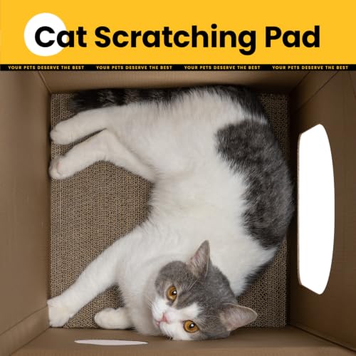 Conlun 2-Pack Cat Scratching Pad House Indoor Cave <13 lbs | 2-pack cozy caves, heavy-duty cardboard | traps messy crumbs, quick setup | ideal for multiple cats up to 13 lbs - size: Medium - 2 Pack