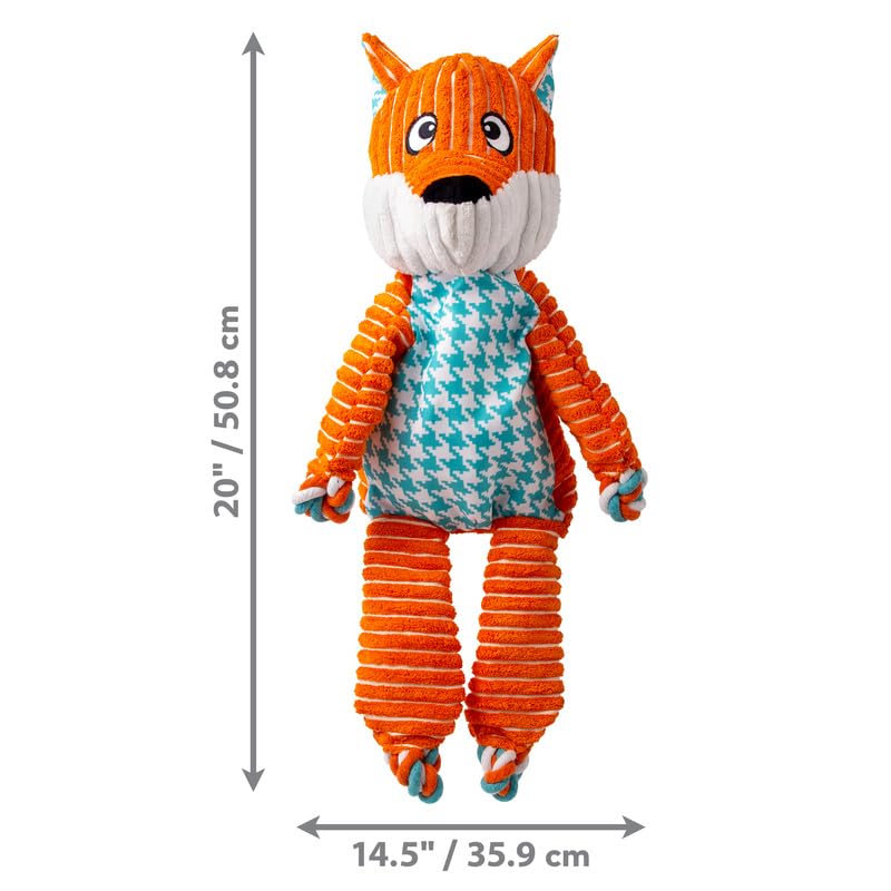 KONG Floppy Knots - Durable No‑Stuffing Squeaky Rope & Plush Dog Toy - for Teething, Playing (Fox, Extra Large) - color: Fox, size: Extra Large