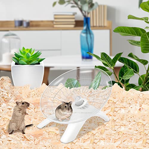Hamster Wheel Hamster Flying Saucer Silent Exercise Wheel Running Wheel for Dwarf Hamsters Gerbil Mice Small Animals (White) - color: White