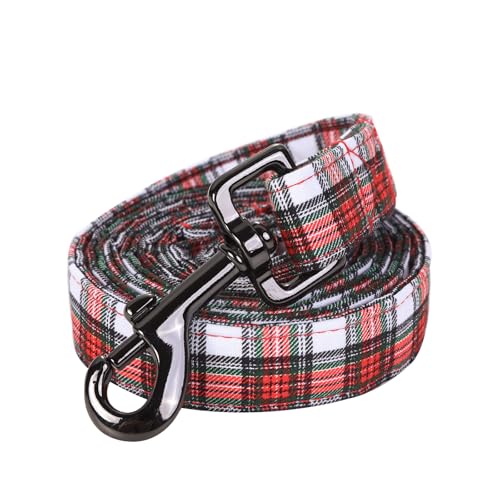 Dog Leash, Christmas Dogs Leashs Red Plaid Print Cotton Adjustable Dog Leash for X-Small Boys and Girls Dogs - color: Christmas Plaid, size: X-Small (Pack of 1)