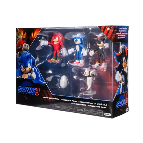 Sonic The Hedgehog 3 Movie Action Figures 2.5-Inch Movie Collector Toy Figure Multi-Pack Includes Knuckles Shadow Buzz Bomber & Drone- Officially Licensed Toys
