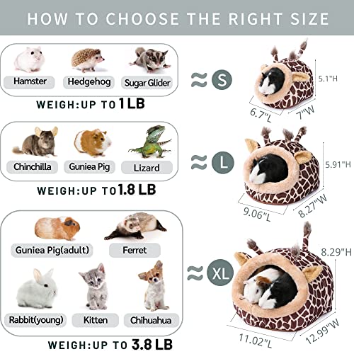 JanYoo Hamster Guinea Pig Supplies Bed Accessories House Hedgehog Cage Supplies Chinchilla Ferret Rat Gerbil (S,Giraffe) - color: 1-Giraffe, size: S
