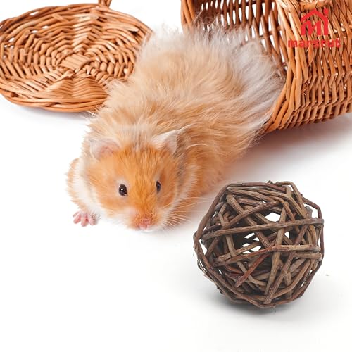 9pcs Willow Balls For Rabbits Bunny, Rattan Chew Toys, 2.1-2.3" Natural Branch Wicker Activity Treat Busy for Chinchillas Guinea Pigs Hamsters Gerbils Parrot Bird Small Animal Rats Bunnies Pet Gerbil