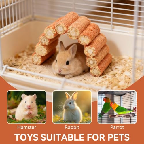 Parrot Hamster Rabbits Toys, Hamster Parrot Corn Cob Chew Toy Arch Bridge Shape Bite for Guinea Pigs Chinchillas Rabbits Playing