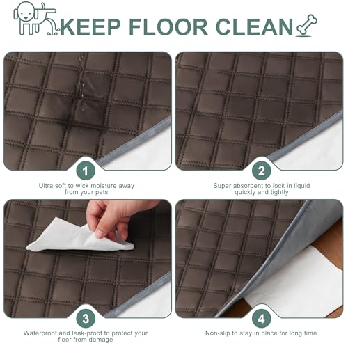 Eterish Reusable Washable Pee Pads for Dogs Large/Extra Large 36'' x 41'' 2 Pack, Absorbent Pet Puppy Dog Training Pads Non-Slip, Waterproof Whelping Potty Pads for Dogs Leak-Proof - color: Dark Brown, size: 2 Pack (36"x41")