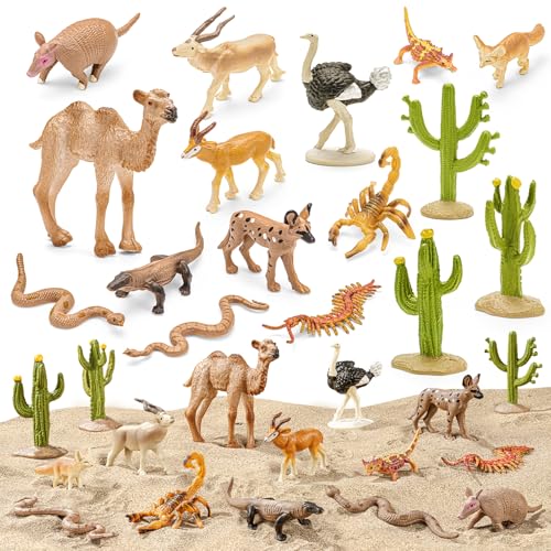 Desert Animals Toys Play Figure Cactus Toys Model for Kids 3+ | Realistic, Solid, Safe, Reptile Diorama Model Kit for Learning Projects, Cake Topper, Cupcake Topper, Birthday Party Favor