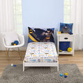 Warner Brothers Batman The Caped Crusader Blue, Gray, and Yellow Bat-Signal and Batmobile 2 Piece Toddler Sheet Set - Fitted Bottom Sheet and Reversible Pillowcase - color: Batman the Caped Crusader
