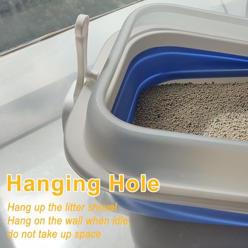 Low Entry Kitten Litter Box Collapsible Shallow Litter Box | Senior Cats Anti-Splashing Kitty Training Open Potty Pan Scoop Leak-proof pedal Cat Toilet No Smell Easy Clean - color: Blue, size: Large