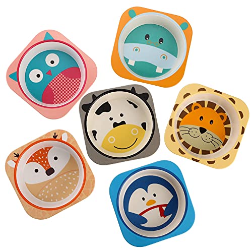 6 Pack 10 Oz Small Bowls, Durable Cartoon Bowls for Children, BPA Free Cute Snack Bowl, Square Dinner Tableware for Serving Soup, Cereal, Pasta, Ice Cream, Dishwasher Safe
