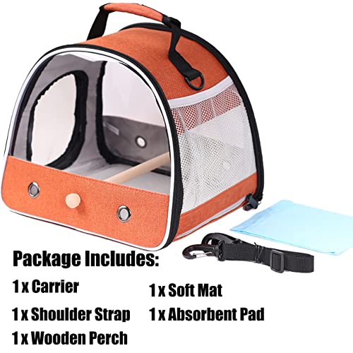 Small Bird Travel Carrier, Portable Bird Travel Outside Cage for Parakeet, Parrot, Budgie, Guinea Pig, Bearded Dragon Reptile Carrier for Hiking Vet Visit Bicycle Ride (Orange) - color: Orange