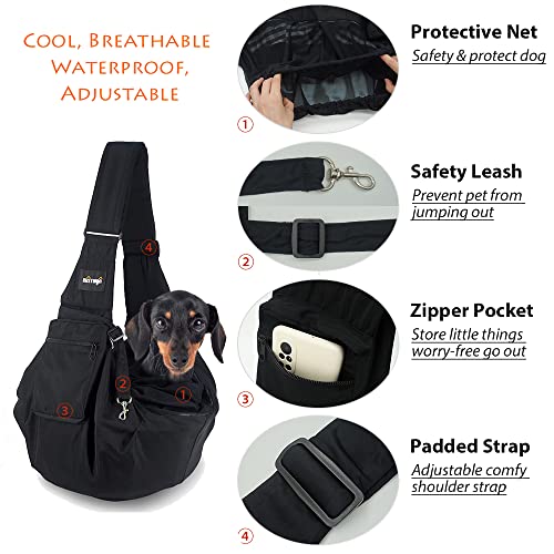 NATUYA Pet Dog Sling Carrier - Waterproof and Windproof Puppy Carrier Bag, Adjustable Strap Hand-Free Dog Sling for Outdoor Activity or Subway