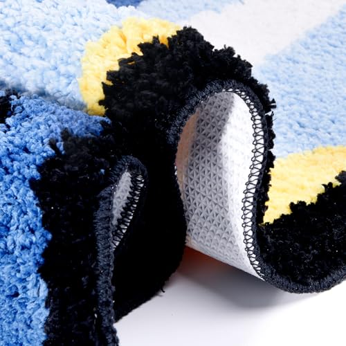 Fish Rug - Cute Fish Bath Mat Blue Bathroom Rugs Animal Pattern Fun Carpet, Non-Slip Plush Absorbent Bath Mats, Cool Carpet for Bedroom Living Room Shower Sink Bathtub Room Decor, 16"x 47"