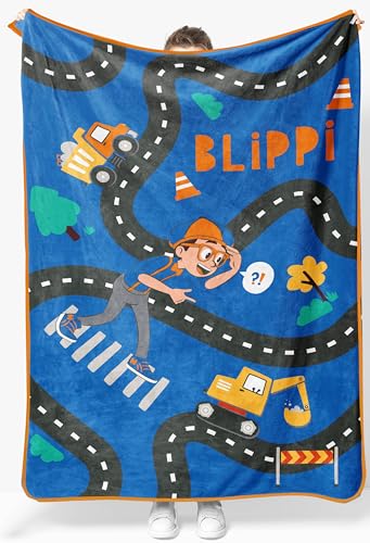 Jay Franco Kids Plush Throw Blanket – Soft & Cozy Fleece Throw for Bedroom & Couch Décor, Official Licensed Product, Blue - Blippi, 46x60 - Throw Blanket - color: Blue - Blippi, size: 46x60 - Throw Blanket