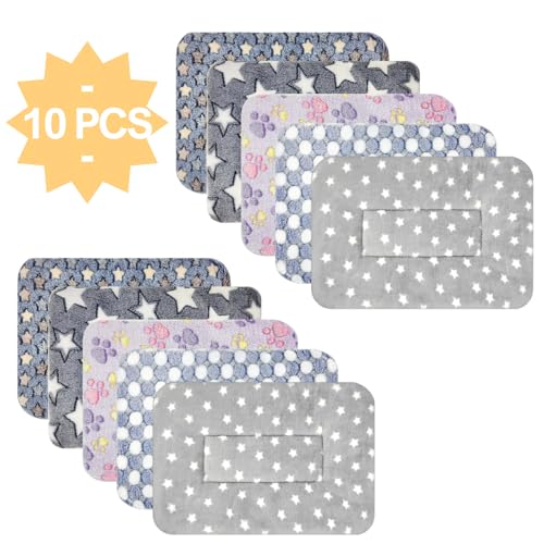 10PCS Rabbit Bed, Soft Bunny Bedding, Fleece Guinea Pig Blanket | Warm Plush Sleeping Mat, Cage Liner for Hamster Ferret Squirrel Hedgehog Rat - color: 03 - (10 Pcs)