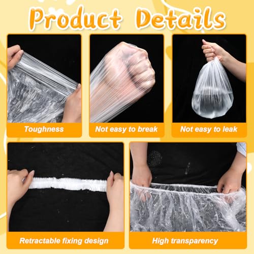 60 Pcs Disposable Plastic Cage Liners 27x19 inch Clear Bunny Litter Box Liners Elastic Small Animals Toilet Film Cover Bags for Hamster Ferret Hedgehog Guinea Pig