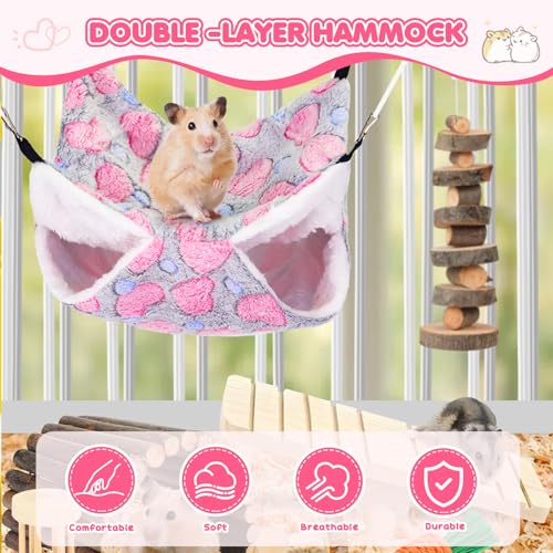 YedsIntu 3 Pcs Guinea Pig Hammock, Rat Ferret Hamster Hanging Hammock Guinea Pig Accessories for Small Animals Chinchilla Parrot Sugar Glider Ferret Squirrel (11"×11") - color: Purple, Gray, Pink