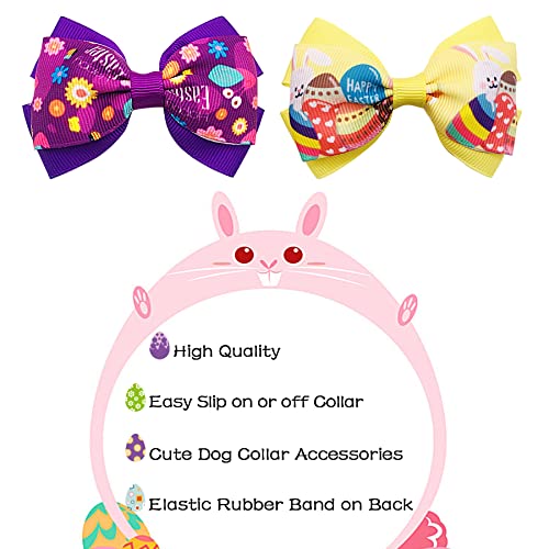 PET SHOW 4pcs Small Dogs Collar Flowers and Bows Charms For Festival Holiday Party Cats Rabbits Slides on Collars Leashes Puppies Medium Dog Collar Attachment - color: Easter-4pcs