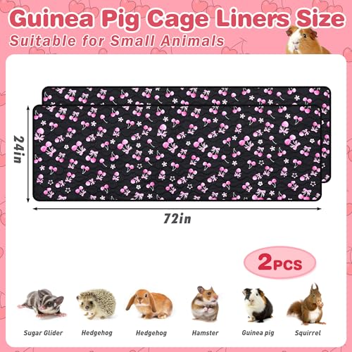 2 Pack Waterproof Guinea Pig Cage Liner, 24" x 72" Washable Reusable Guinea Pig Liner, Super Absorbent Leak-Proof Pet Pee Pad Mats for Guinea Pigs Rabbit Chinchilla Bunny Hamster - size: 24*72 inch 2pack