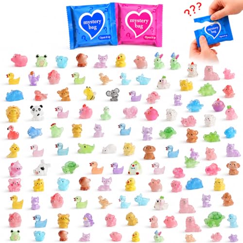 50 PCS Mystery Bag Mini Resin Animals, Glow in The Dark Tiny Animal Figurines Blind Bags Bulk, Cute Mini Resin Figures Surprise Box Toys for Kids, Classroom Prizes, Goodie Bag Stuffers, Party Favors - color: 50pcs Animals