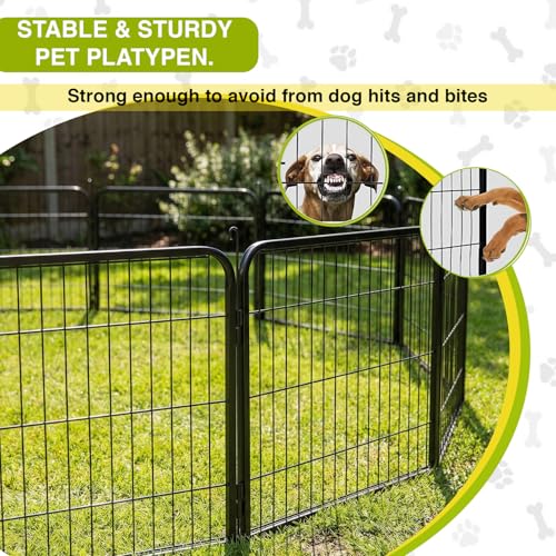 BestPet Dog Playpen 24 Inch 16 Panels Heavy Duty Metal Pet Exercise Pen Indoor Outdoor Fence Panels Anti-Skid Expandable Design - style: 16 panels-without door